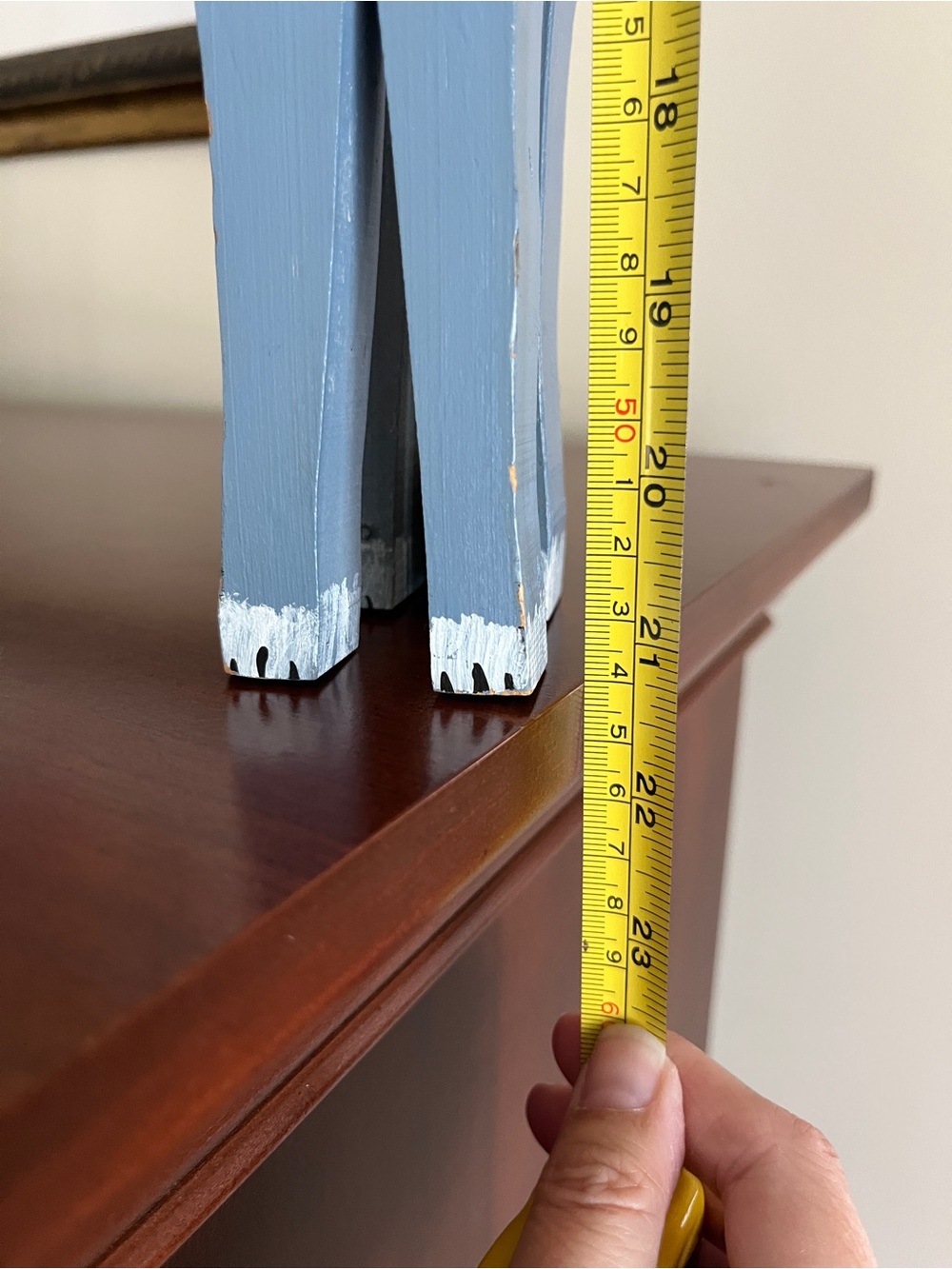 Handmade Wooden Grey Blue Tall Cat Figurine - Picture 6 of 8